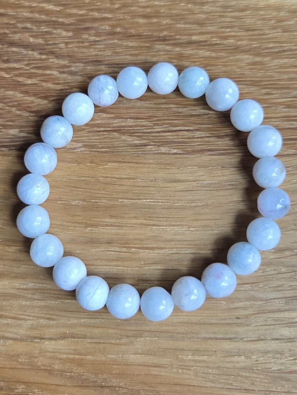 White Amazonite Beaded Stretch Bracelet | Handmade